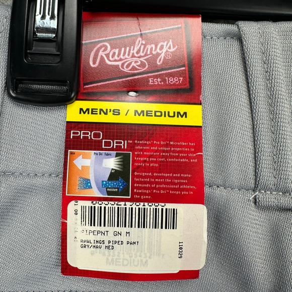 Rawlings Pro-Dri Mens‎ Baseball Pants Medium Gray Sweatpants Athletic Pocket NEW - Picture 7 of 11